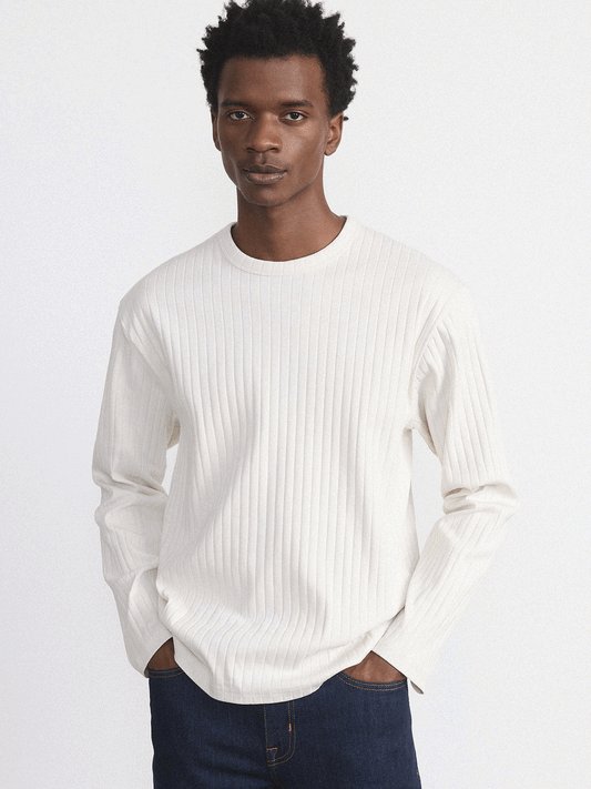 The Long Sleeve Ribbed T-Shirt in Cloud