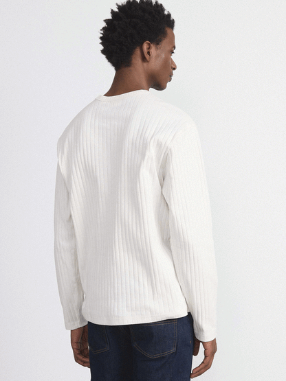 The Long Sleeve Ribbed T-Shirt in Cloud