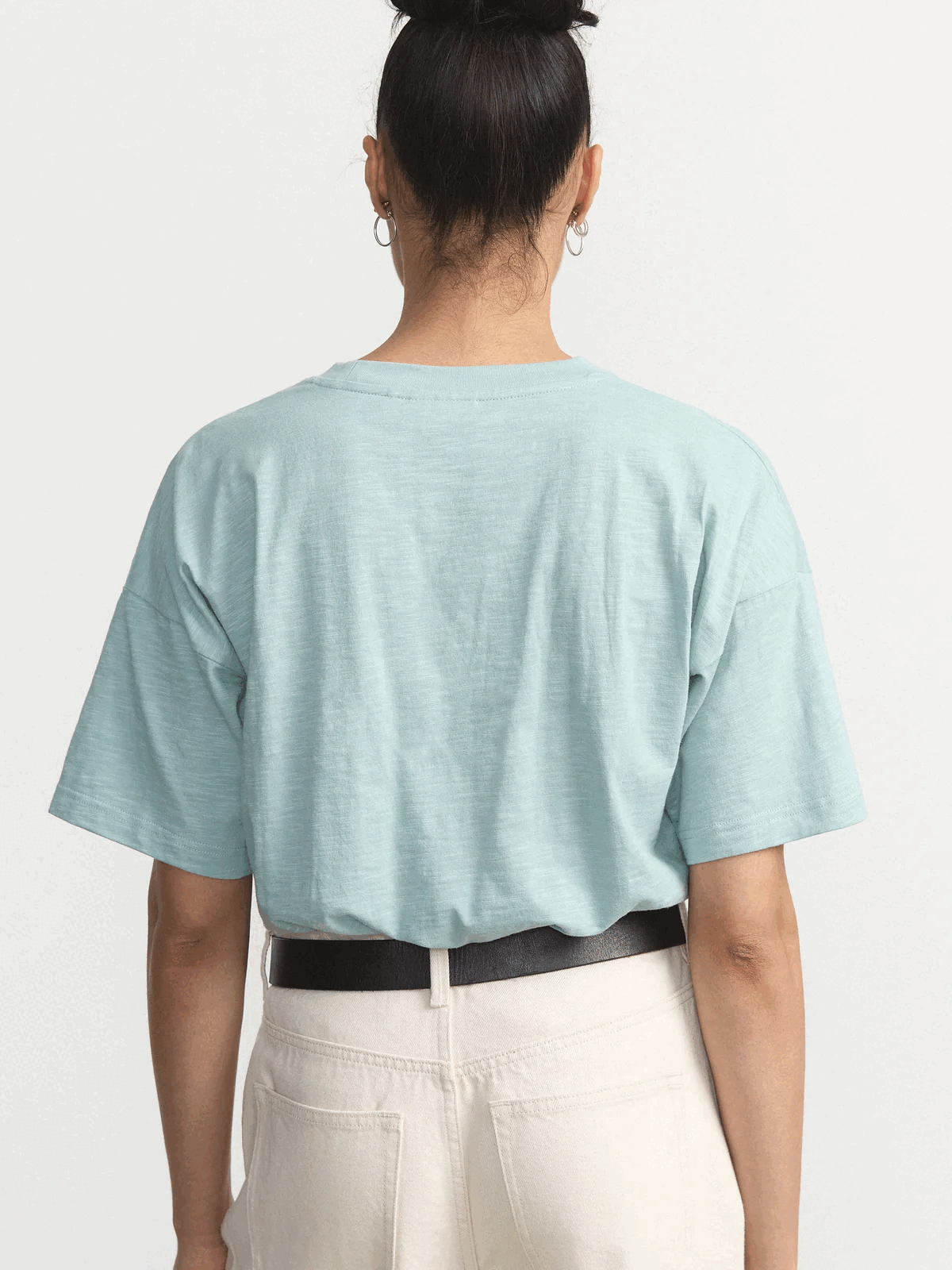 The Drop Shoulder Loose T-Shirt in Muted Teal