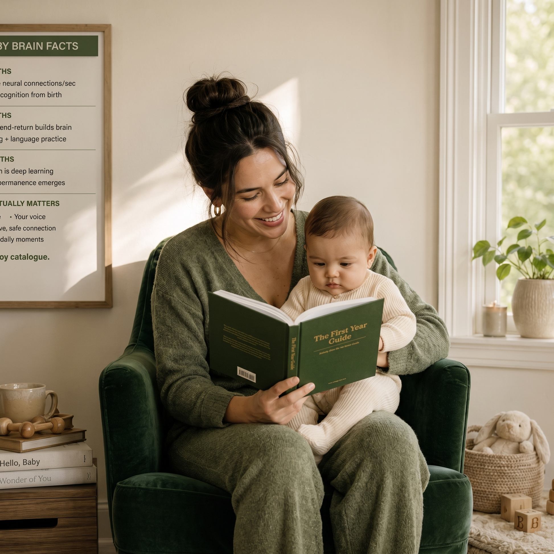 Baby first year guide interior page — milestones 0 to 3 months