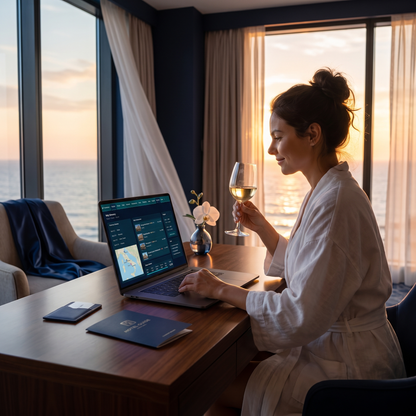 Trip planning guide interior page — flight booking windows