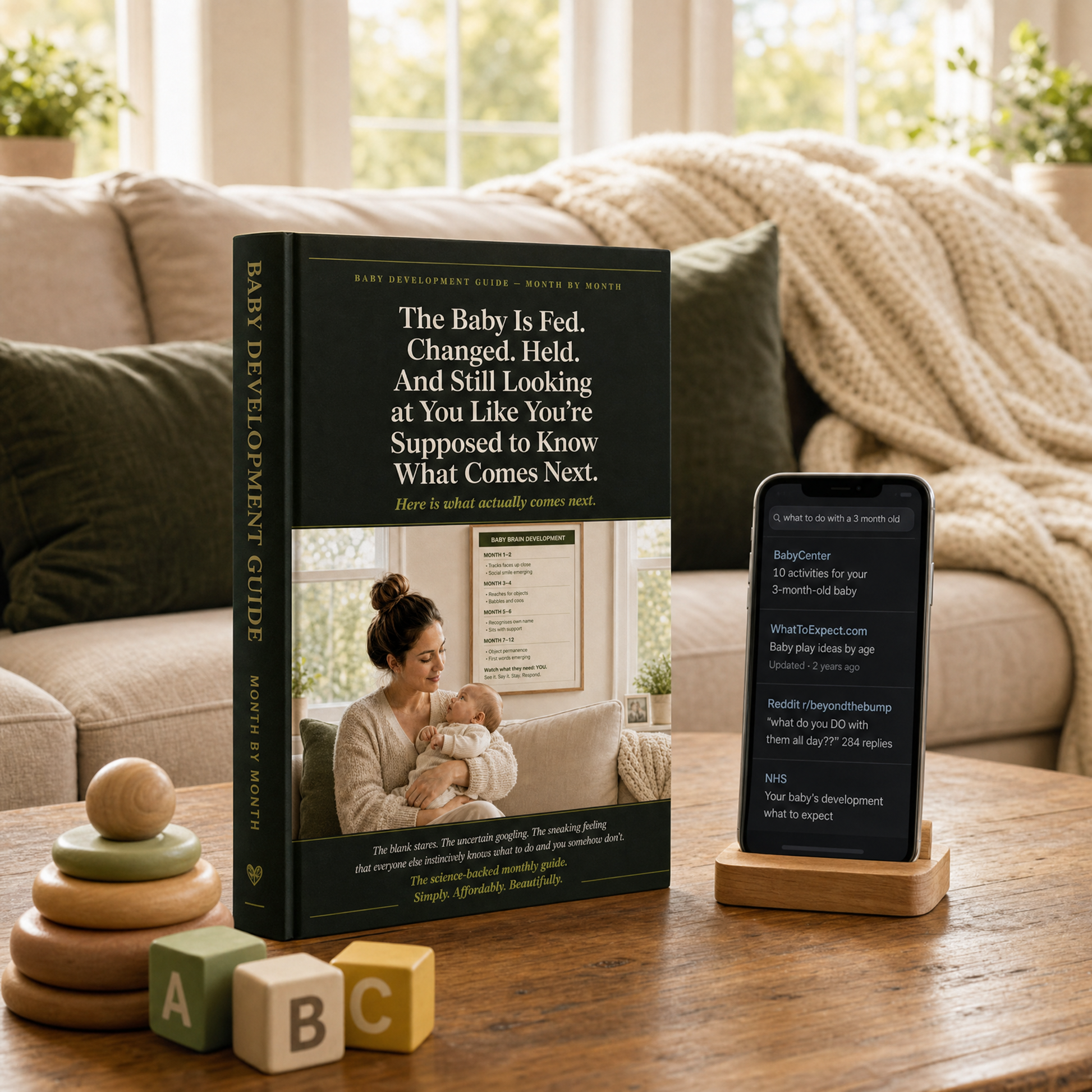 Newborn play guide interior page — tracking and reaching activities