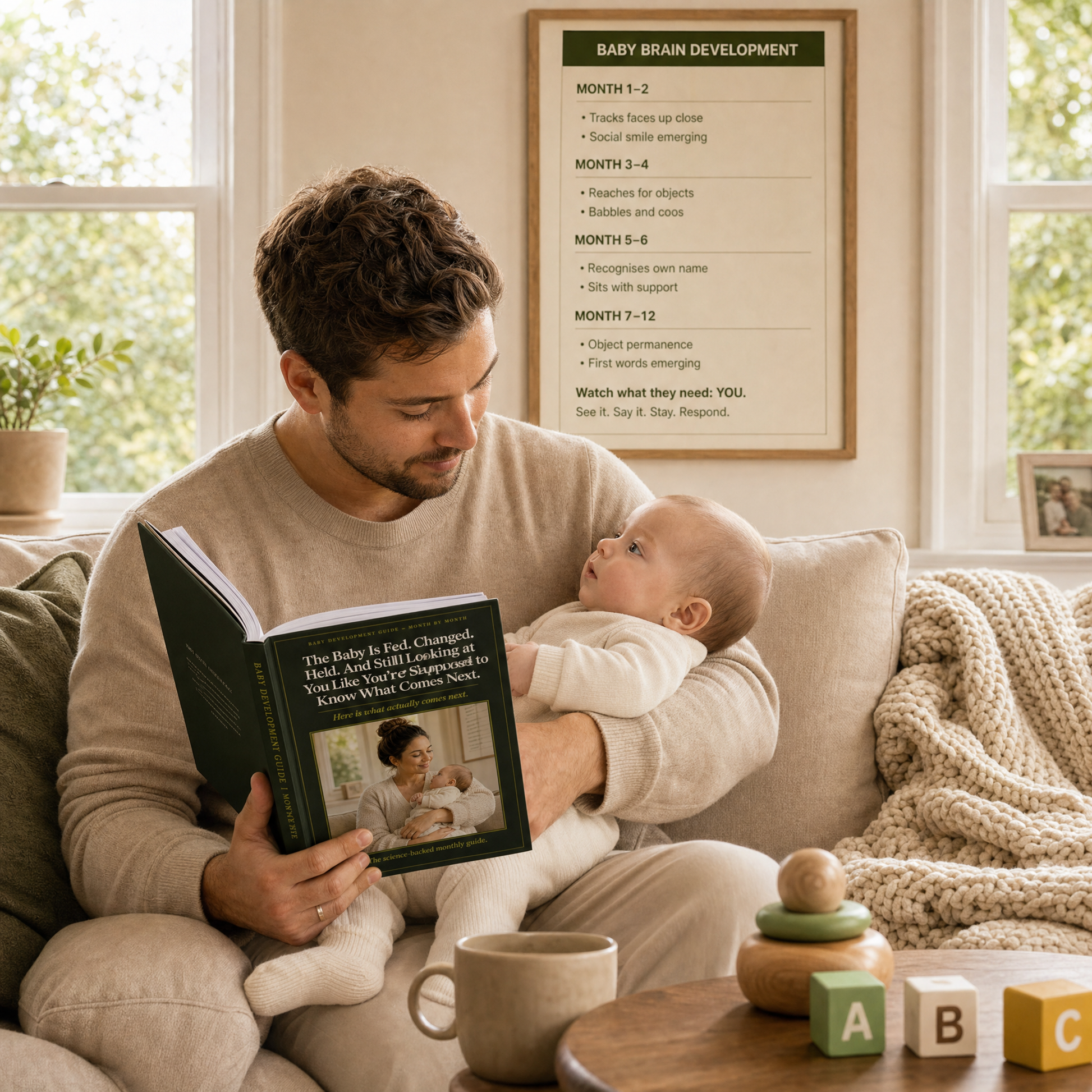 Newborn play guide interior page — high contrast play for newborns