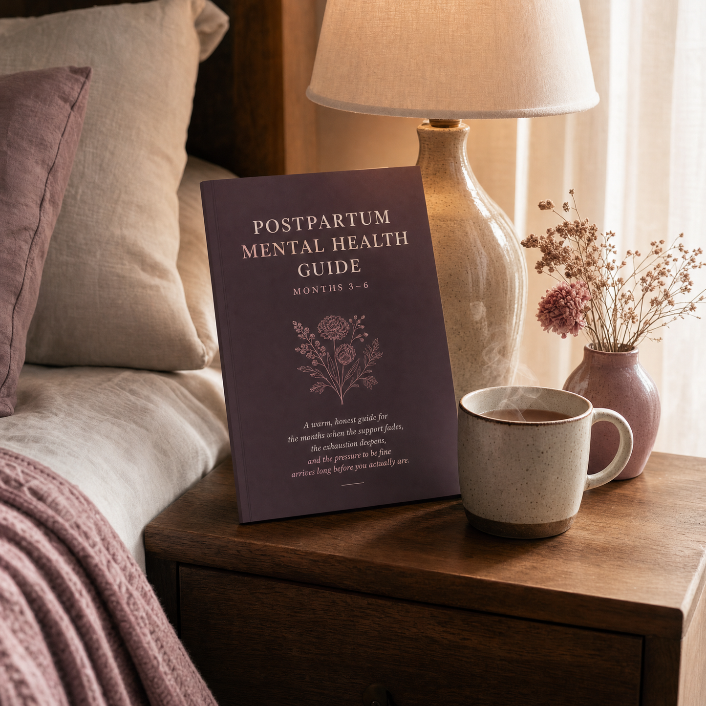 Postpartum recovery guide interior page — mood and identity changes