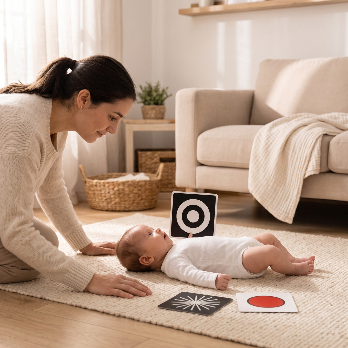 Baby bonding guide interior page — recognising faces and voices