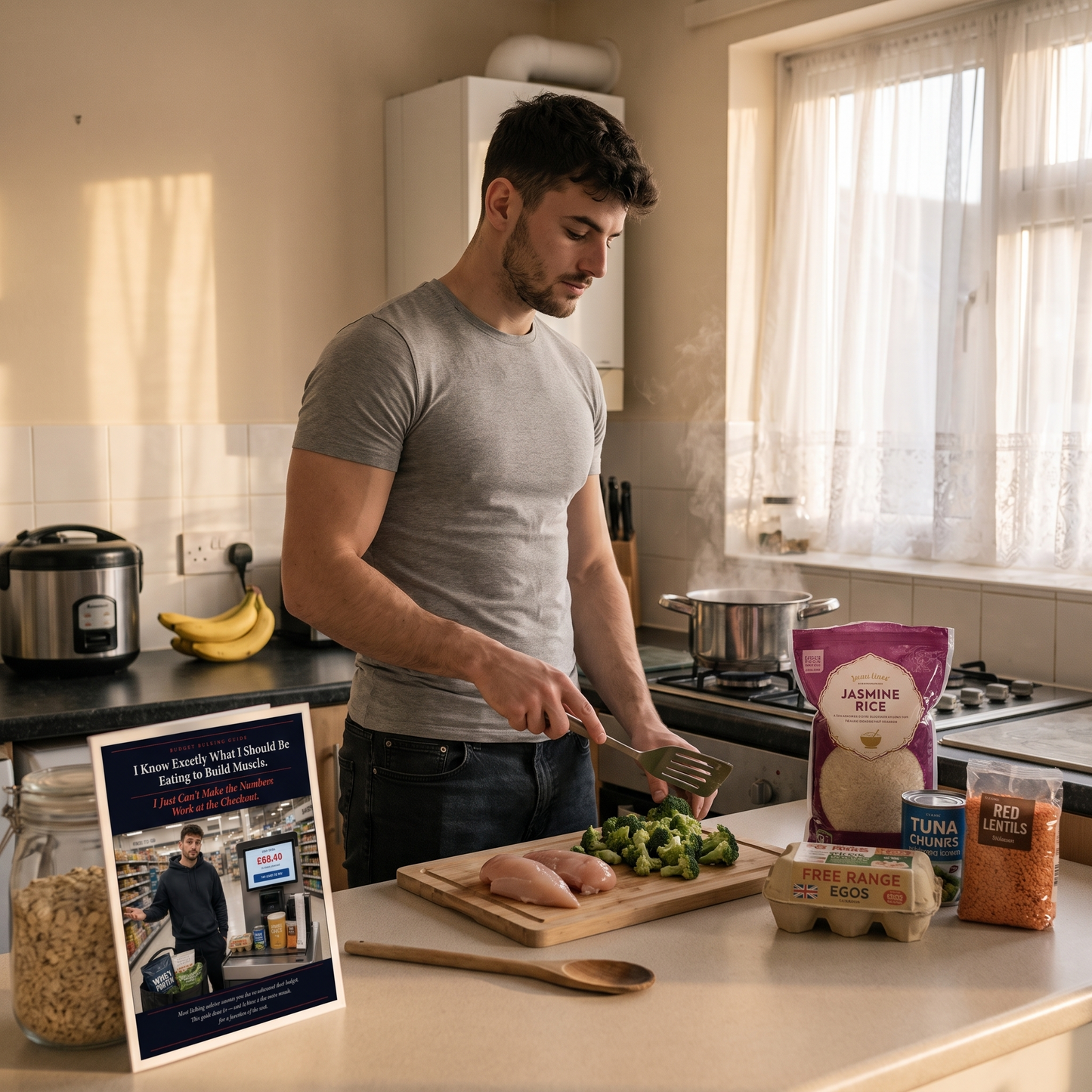 High-protein budget guide interior page — cost per gram of protein table