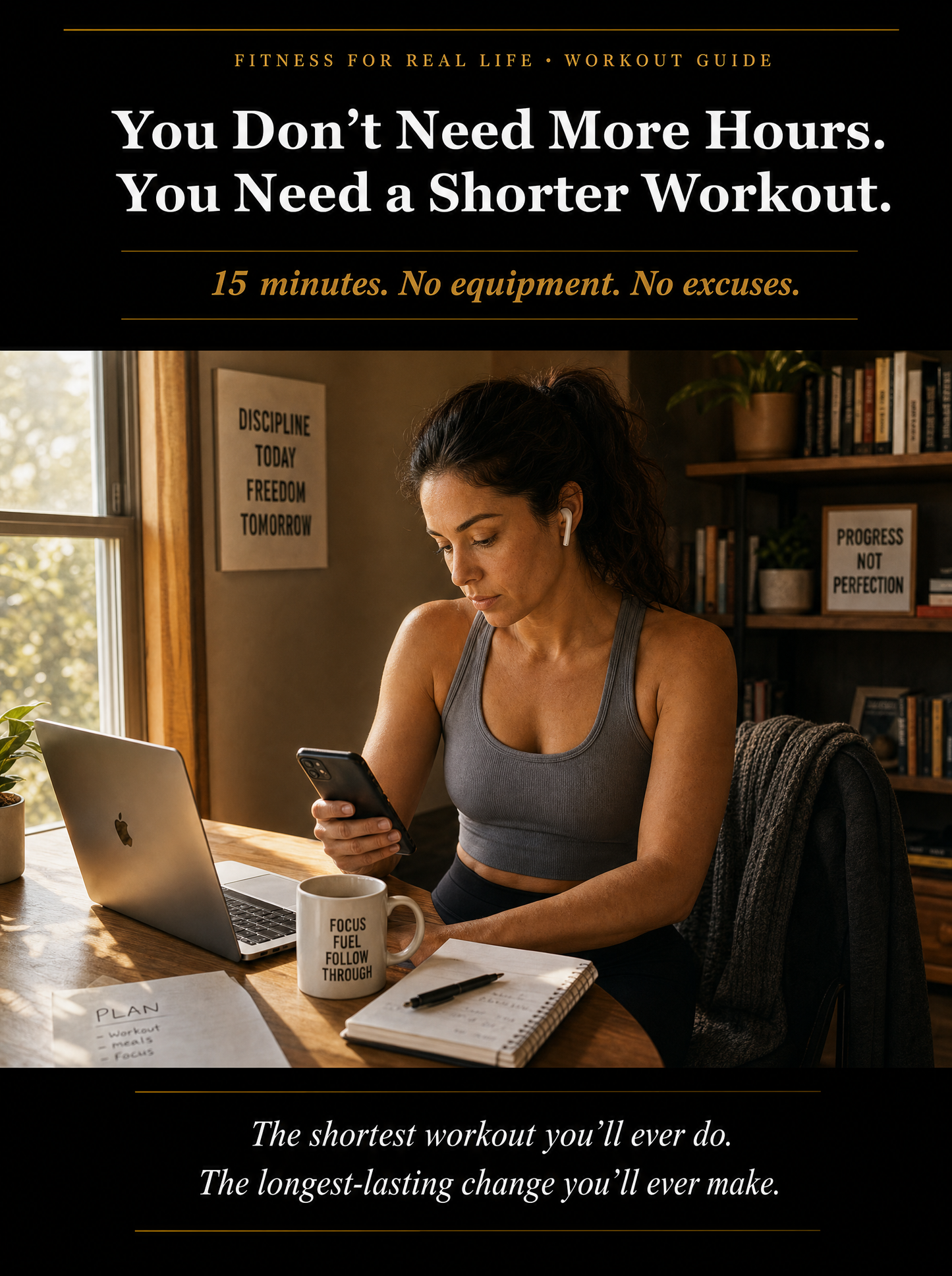 Short workout guide interior page — 20 minute session structure